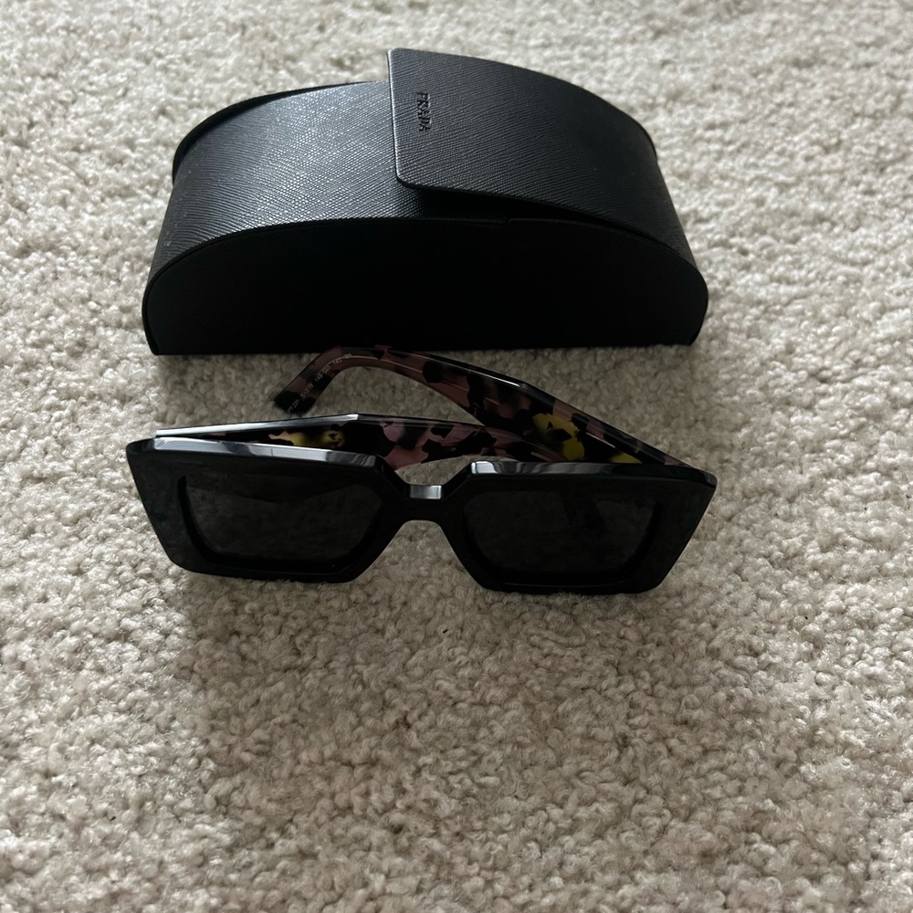Prada Black Sunglasses with Floral Patterned Arms
